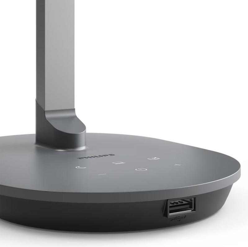 Philips LED Sword Schreibtischleuchte dimmbar mit USB in Anthrazit