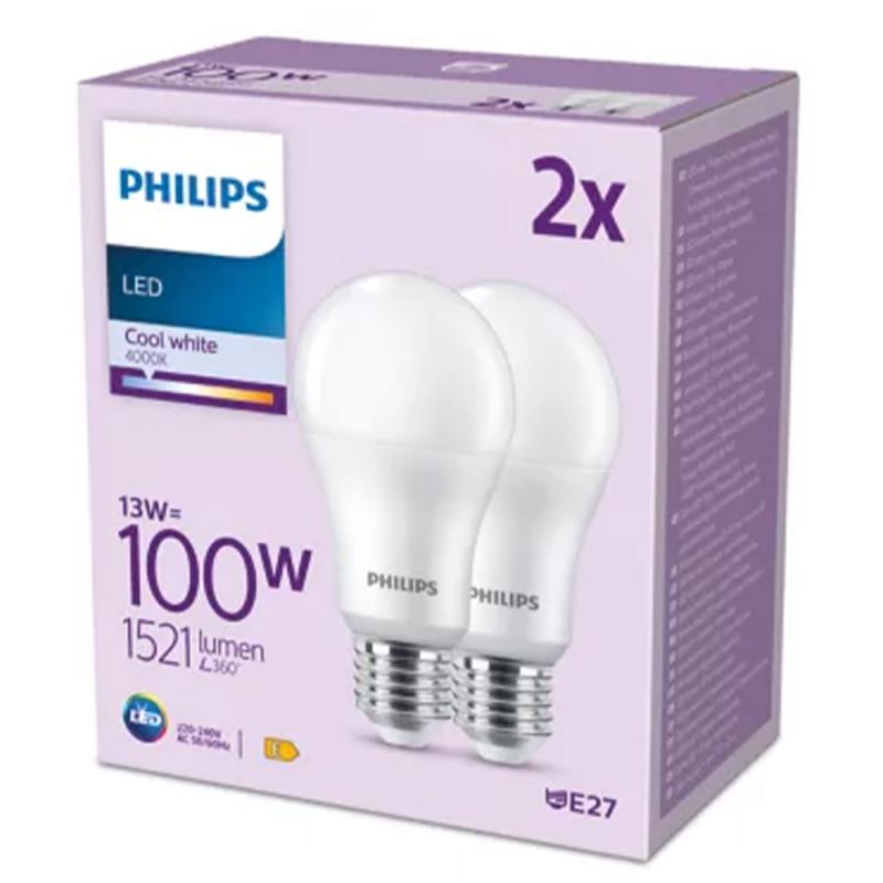 2er Set PHILIPS LED Lampe E27 A67 13W = 100W 1521lm 4000K neutralweiß