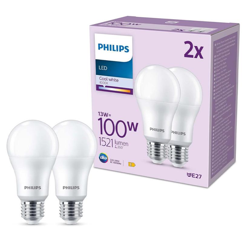 2er Set PHILIPS LED Lampe E27 A67 13W = 100W 1521lm 4000K neutralweiß
