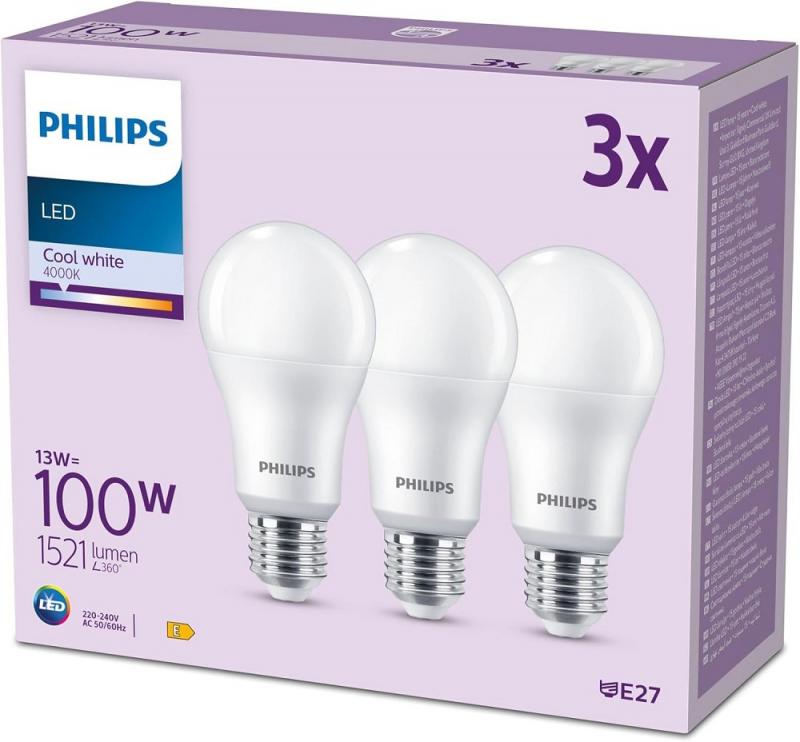 3er Set PHILIPS LED Lampe E27 13W = 100W 1521lm Naturweiß 4000K