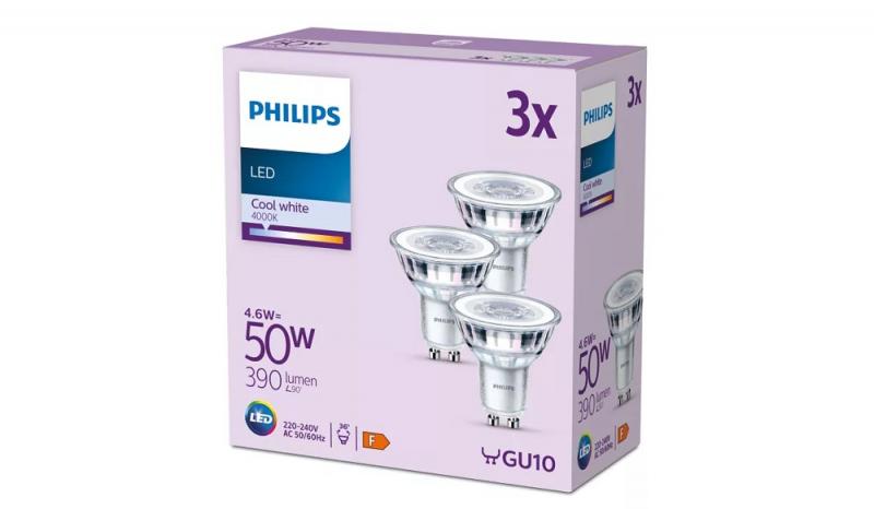 Philips LED-Strahler Set 3x GU10 PAR16 4,6W 4000K Neutralweiß 36° – energieeffiziente Reflektor Spots für klare und helle Beleuchtung
