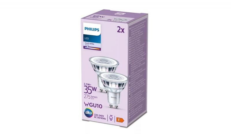 Philips LED GU10 Reflektor 3.5W 255 lm 4000K Neutralweiß 2er Set - Abstrahlwinkel mit 36 Grad