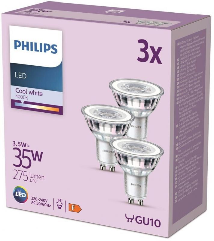 Philips LED GU10 PAR16 Reflektor 3.5W 275 lm 4000K Neutralweiß 36° (3er Set) - Abstrahlwinkel mit 36 Grad