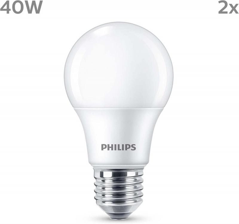 2er Set PHILIPS LED E27 A60 5W = 40W 470lm 2700K extra warmweiß