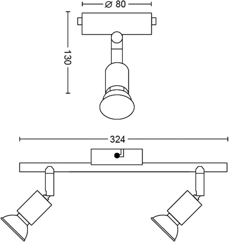 Philips 2er Limbali Decken-/Wandspot in Weiß matt mit 2 x GU10 Fassung IP20 - GU10 Leuchtmittel nicht enthalten