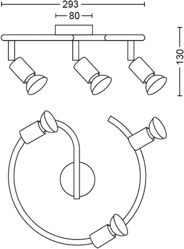 Philips 3er Limbali Deckenstrahler in Weiß mit 3 x GU10 Fassung IP20 - GU10 Leuchtmittel nicht enthalten