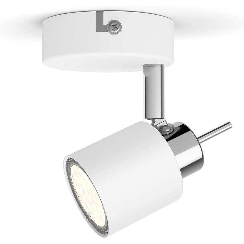 Philips 1er Meranti Decken-/Wandspot in Weiß mit 1 x GU10 Fassung IP20 - GU10 Leuchtmittel nicht enthalten