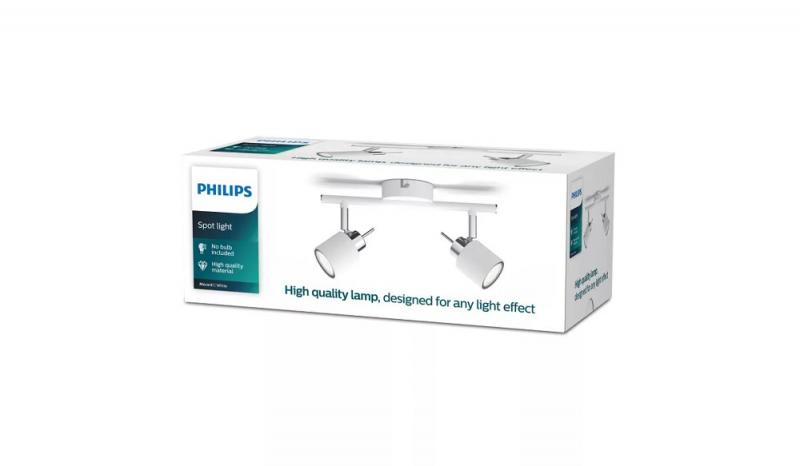 Philips 2er Meranti Decken-/Wandspot in Weiß mit 2 x GU10 Fassung IP20 - GU10 Leuchtmittel nicht enthalten