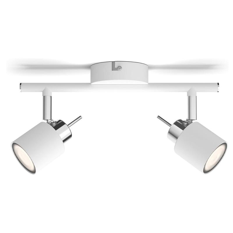 Philips 2er Meranti Decken-/Wandspot in Weiß mit 2 x GU10 Fassung IP20 - GU10 Leuchtmittel nicht enthalten