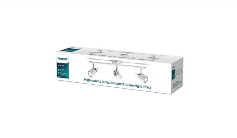 Philips 3er Meranti Deckenstrahler in Weiß mit 3 x GU10 Fassung IP20 - GU10 Leuchtmittel nicht enthalten