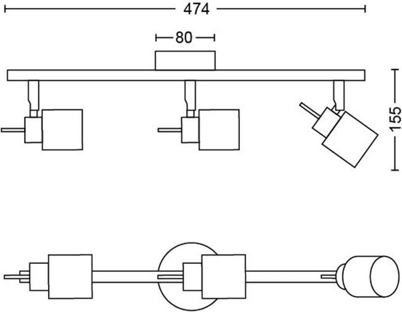 Philips 3er Meranti Deckenstrahler in Weiß mit 3 x GU10 Fassung IP20 - GU10 Leuchtmittel nicht enthalten