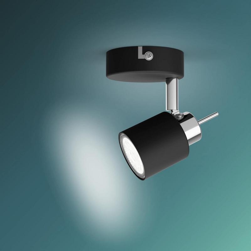 Philips 1er Meranti Decken-/Wandspot in Schwarz mit 1 x GU10 Fassung IP20 - GU10 Leuchtmittel nicht enthalten