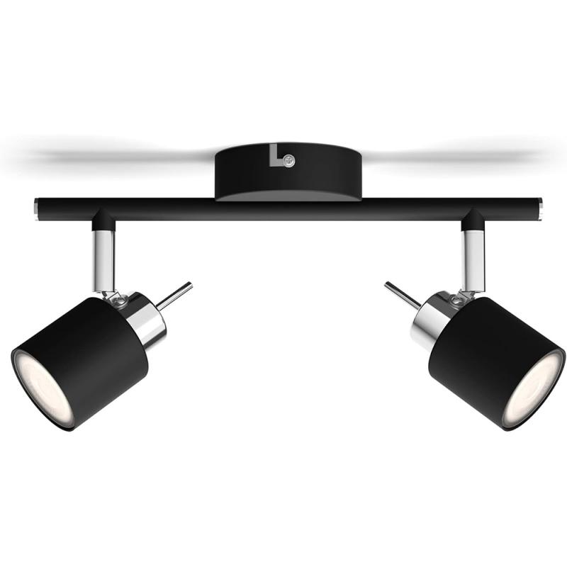 Philips 2er Meranti Decken-/Wandspot in Schwarz mit 2 x GU10 Fassung IP20 - GU10 Leuchtmittel nicht enthalten