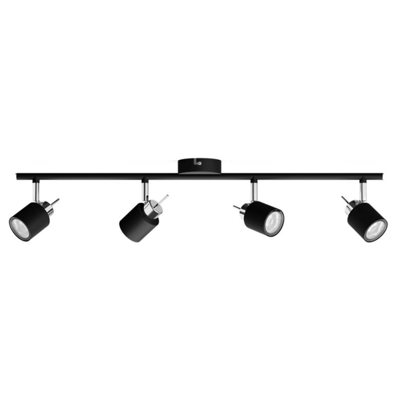 Philips 4er Meranti Deckenstrahler in Schwarz mit 4 x GU10 Fassung IP20 - GU10 Leuchtmittel nicht enthalten