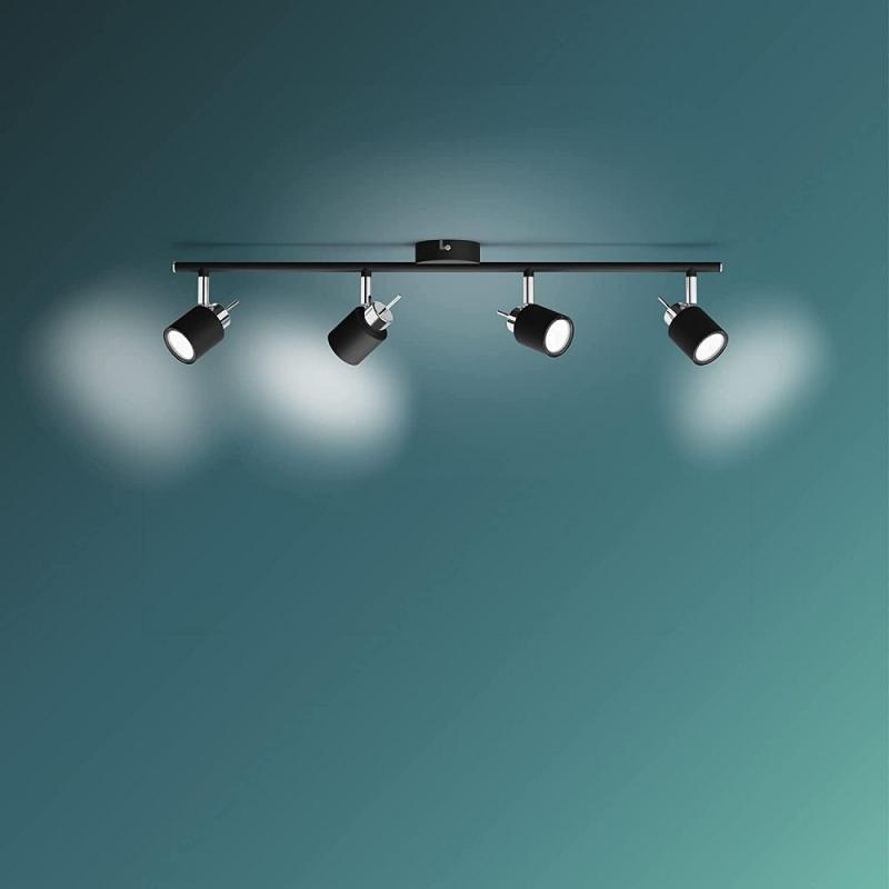 Philips 4er Meranti Deckenstrahler in Schwarz mit 4 x GU10 Fassung IP20 - GU10 Leuchtmittel nicht enthalten