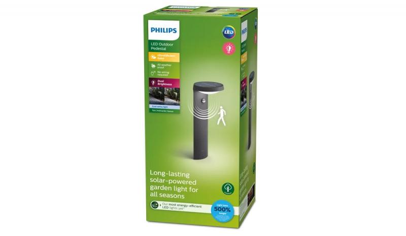 Philips Solar Wegeleuchte Tyla in Anthrazit mit Bewegungsmelder und Dämmerungssensor neutralweißes Licht