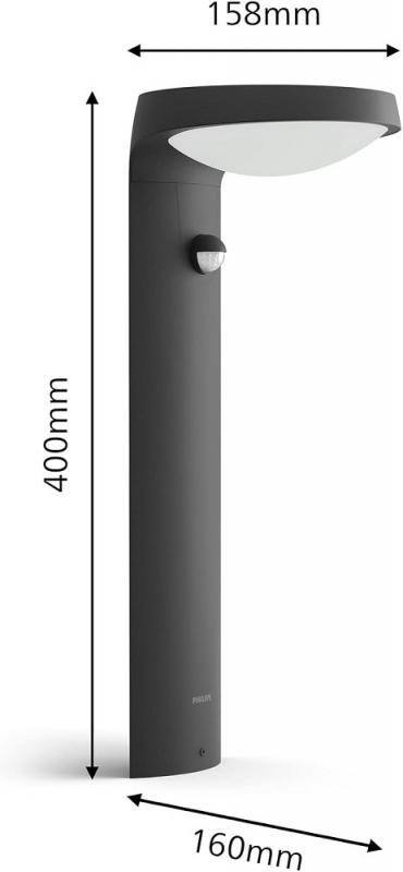 Philips Solar Wegeleuchte Tyla in Anthrazit mit Bewegungsmelder und Dämmerungssensor neutralweißes Licht