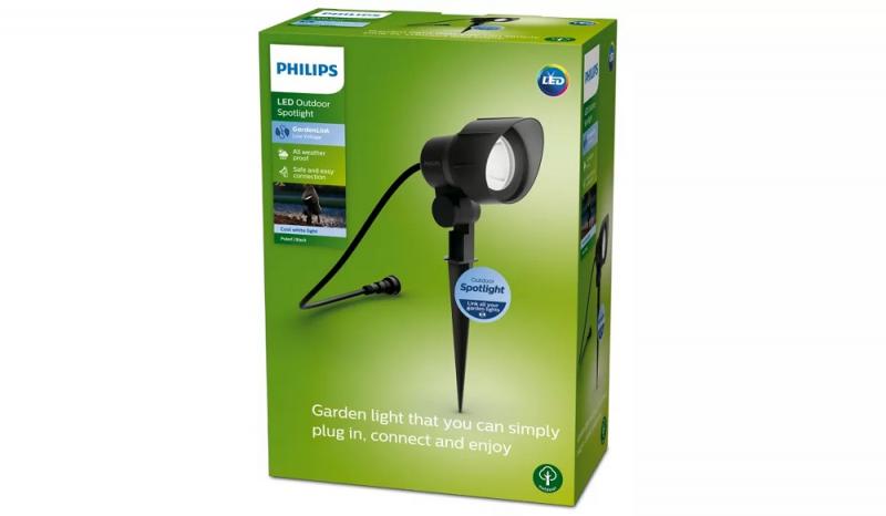 Philips Außenspot Erweiterung 6 W, wetterfester Niedervolt Bodenspot mit Erdspieß und kaltweißem Licht