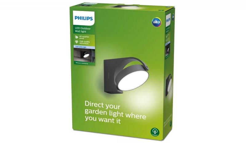 Philips Outdoor Wandleuchte Mimosa in Anthrazit mit neutralweißem Licht IP44