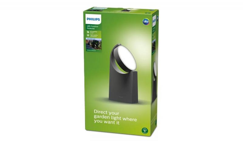 Philips LED Wegeleuchte Mimosa 7W in anthrazit IP44 - mit beweglichem Kopf und neutralweißer Beleuchtung