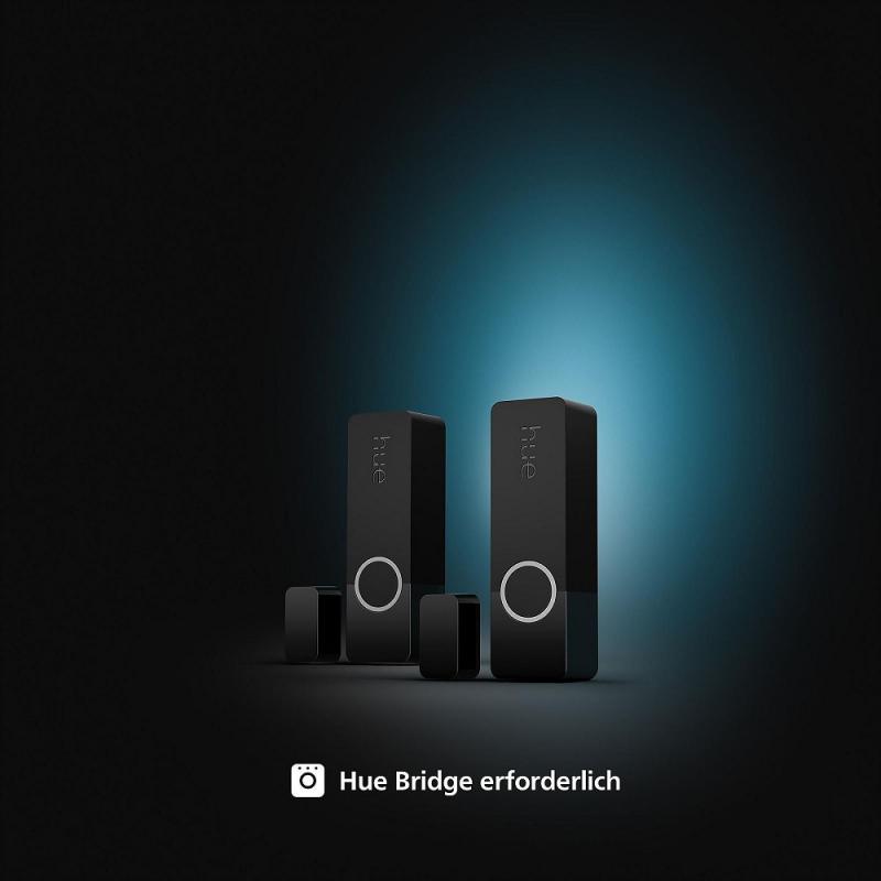 2er PHILIPS Hue Secure Tür-/Fensterkontakt Sensor Batteriebetrieb - steuerbar via App, kompatibel mit Amazon Alexa