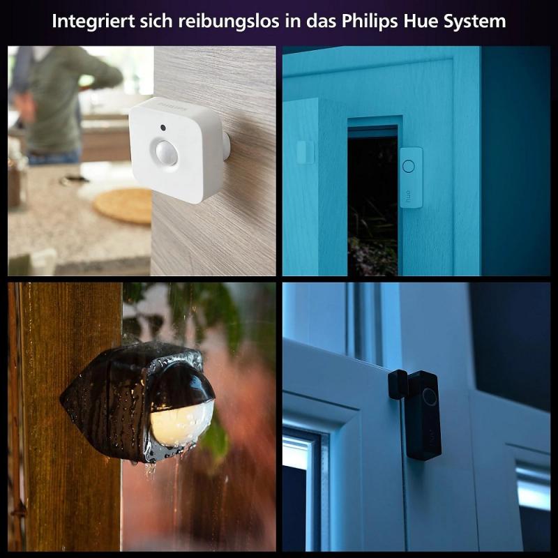2er PHILIPS Hue Secure Tür-/Fensterkontakt Sensor Batteriebetrieb - steuerbar via App, kompatibel mit Amazon Alexa