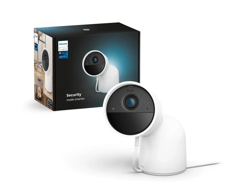 Philips Hue Secure kabelgebundene Smart Home Überwachungskamera mit Standfuß Full HD Video weiß