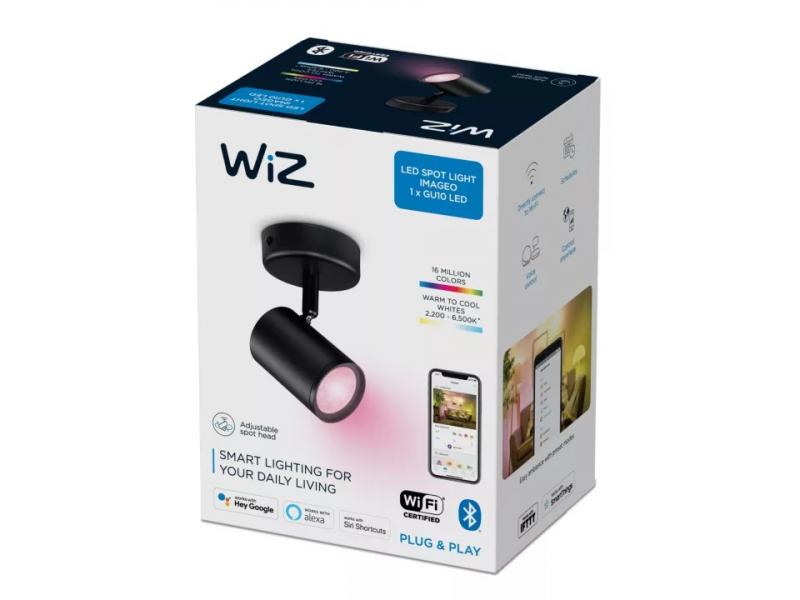 WIZ Smarter 1-flammiger RGB LED Wandstrahler Imageo in Schwarz WLAN/Wi-Fi Tunable White & Color