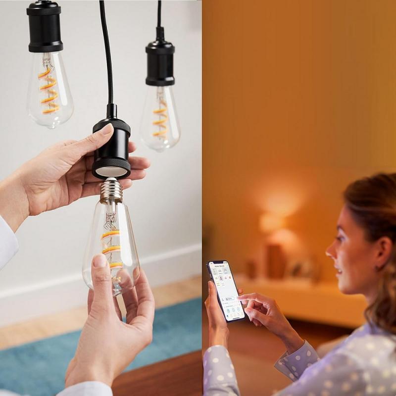 Philips WiZ LED Lampe E27 ST64 6,3W RGB+CCT Smart WiFi Filament