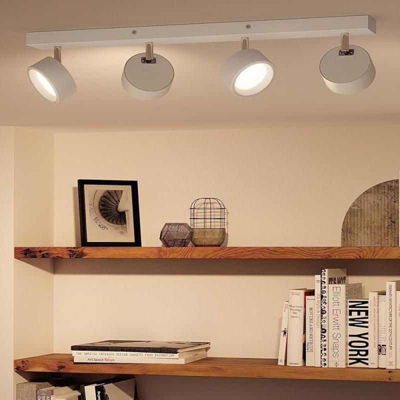 Philips Bracia Moderner 4-flammiger Deckenstrahler schwenkbar in weiß für Wohnraumbeleuchtung