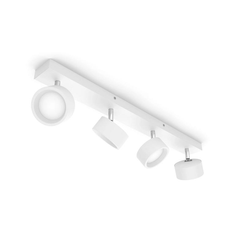 Philips Bracia Moderner 4-flammiger Deckenstrahler schwenkbar in weiß für Wohnraumbeleuchtung