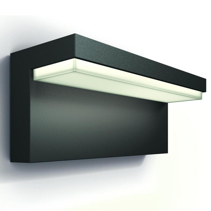 Philips ultra effiziente Wandleuchte Bustan in Anthrazit IP44 warmweißes Licht