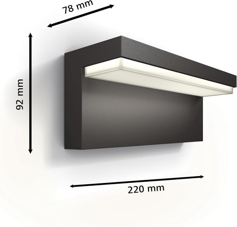 Philips Outdoor Wandleuchte Bustan Ultra Efficient anthrazit 3,8 W mit neutralweißem Licht IP44