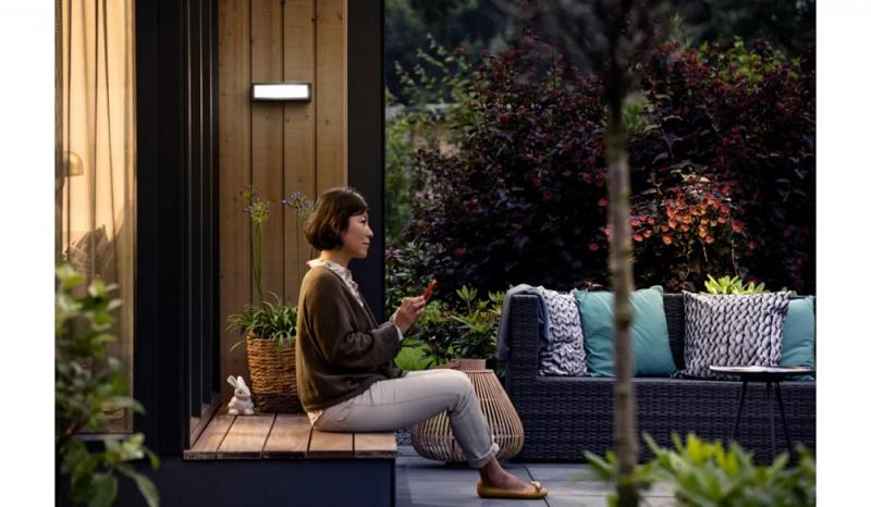 Philips ultra effiziente Wandleuchte Stratosphere in Anthrazitmit IP44 neutralweißes Licht