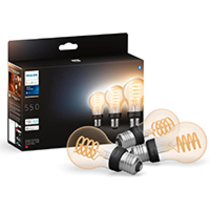 3er Philips Hue White Ambiance E27 Filament Lampen 7W - tubable white dimmbar - Vintage