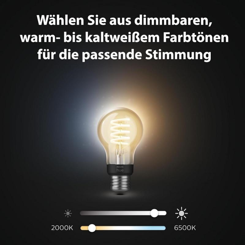 3er Philips Hue White Ambiance E27 Filament Lampen 7W - tubable white dimmbar - Vintage