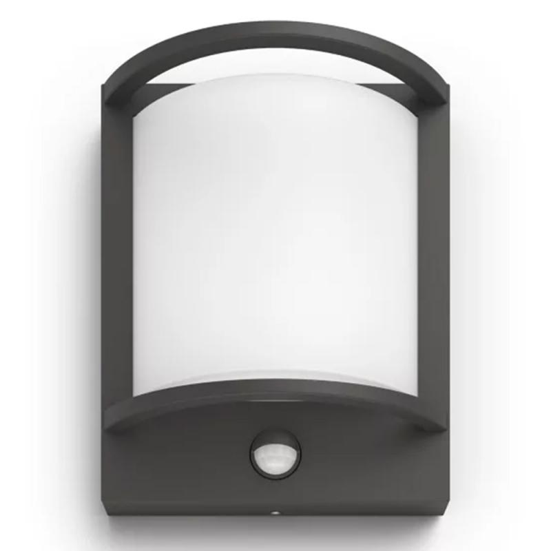 Philips Outdoor Wandleuchte Samondra Ultra-Efficient in Anthrazit mit Bewegungssensor & mit warmweißem Licht IP44