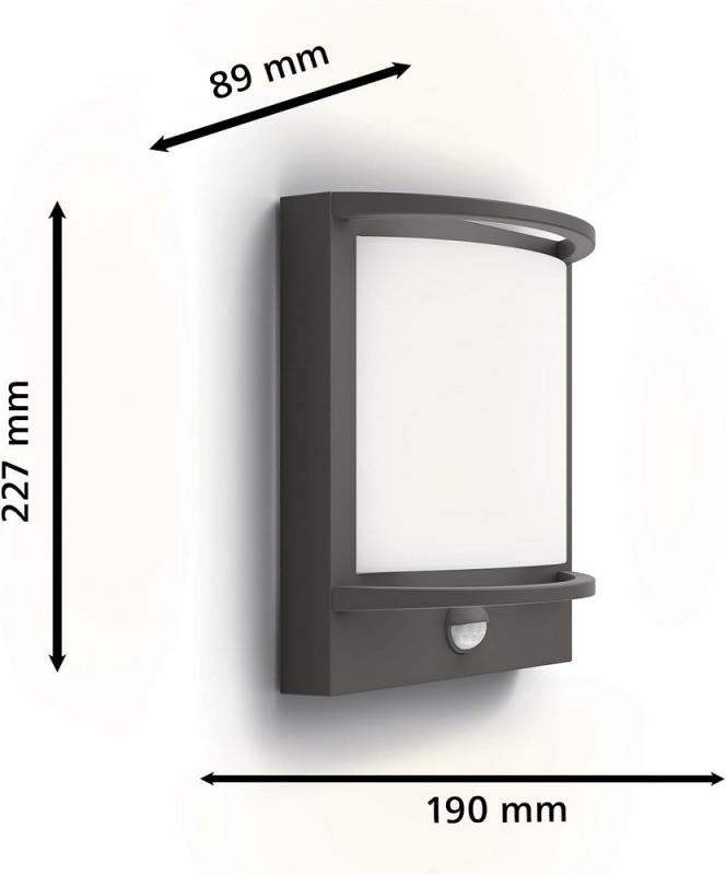 Philips Outdoor Wandleuchte Samondra Ultra-Efficient in Anthrazit mit Bewegungssensor & mit warmweißem Licht IP44