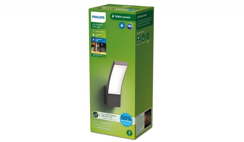Philips Outdoor Wandleuchte Splay Ultra-Efficient in Anthrazit mit warmweißem Licht IP44