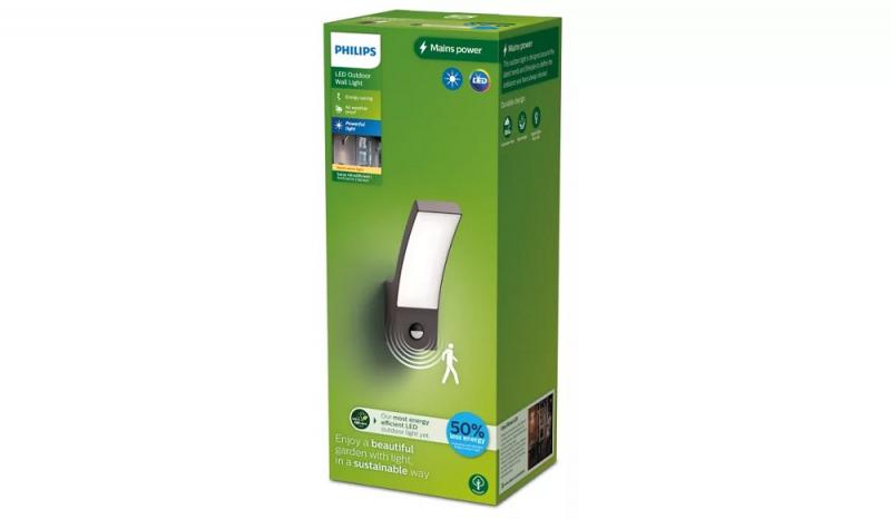  Philips Outdoor Wandleuchte Splay Ultra-Efficient anthrazit 3,8W, mit Bewegungssensor, 2700 Kelvin, IP44