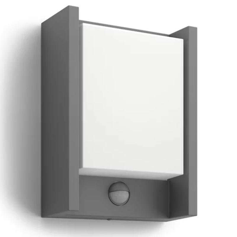Philips ultraeffiziente Outdoor Wandleuchte Arbour mit Sensor 3,8 W mit warmweißem Licht IP44 anthrazit