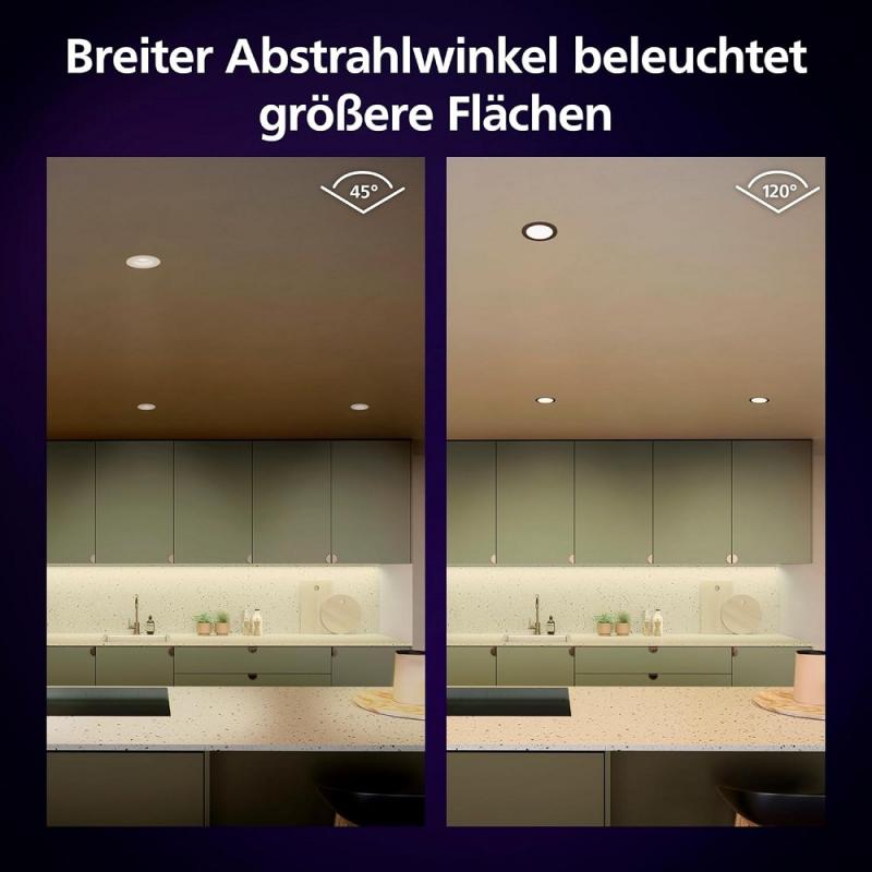 3er-Pack Philips Hue  Slim Einbauleuchte, 90 mm, Weiß & Farbiges Licht, Bluetooth kompatibel, Sprachsteuerung mit Alexa, Apple Home & Google Assistant, weiß