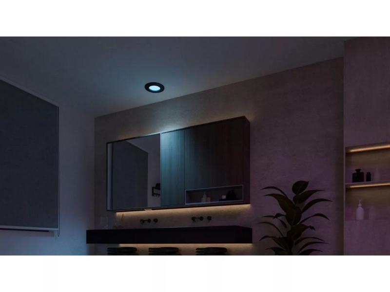 3er-Pack Philips Hue Slim Einbauleuchte, 90 mm, Weiß & Farbiges Licht, Bluetooth kompatibel, Sprachsteuerung mit Alexa, Apple Home & Google Assistant, schwarz