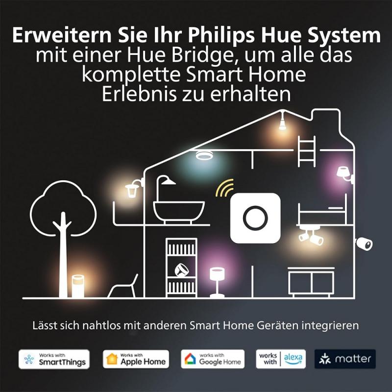 3er-Pack Philips Hue Slim Einbauleuchte, 90 mm, Weiß & Farbiges Licht, Bluetooth kompatibel, Sprachsteuerung mit Alexa, Apple Home & Google Assistant, schwarz