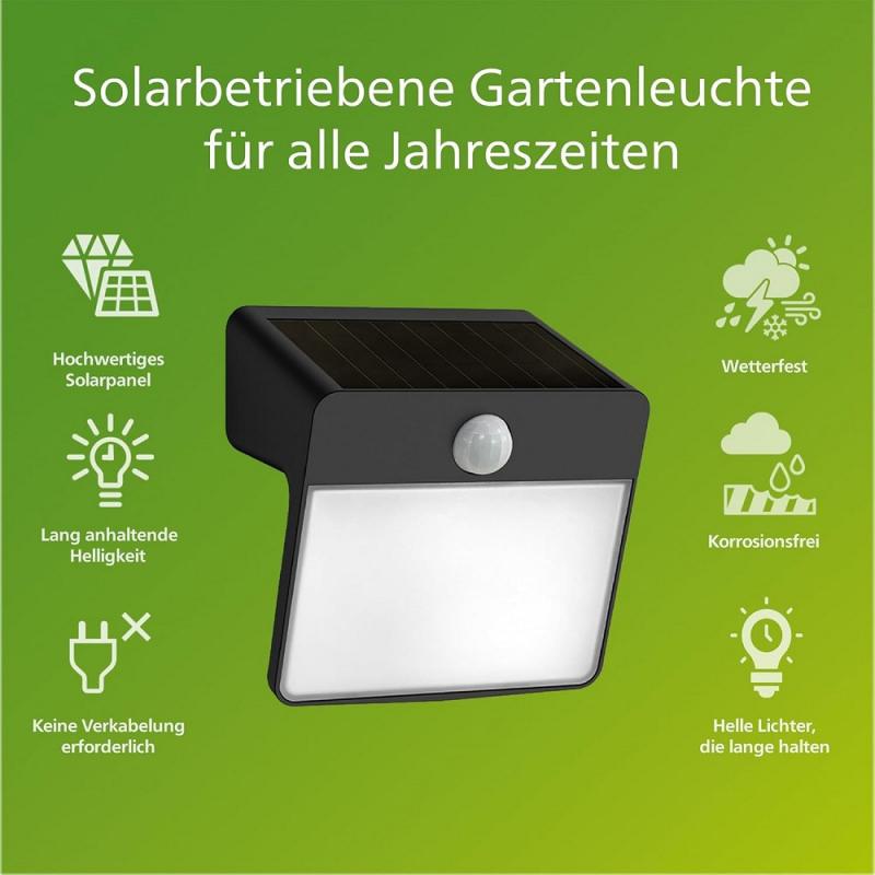 Philips Solar Wandleuchte Yarixa 2,2 W Schwarz/Weiß
