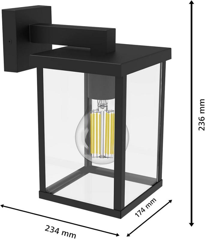 Philips Outdoor Wandleuchte Bellini mit E27 Fassung IP44 schwarz