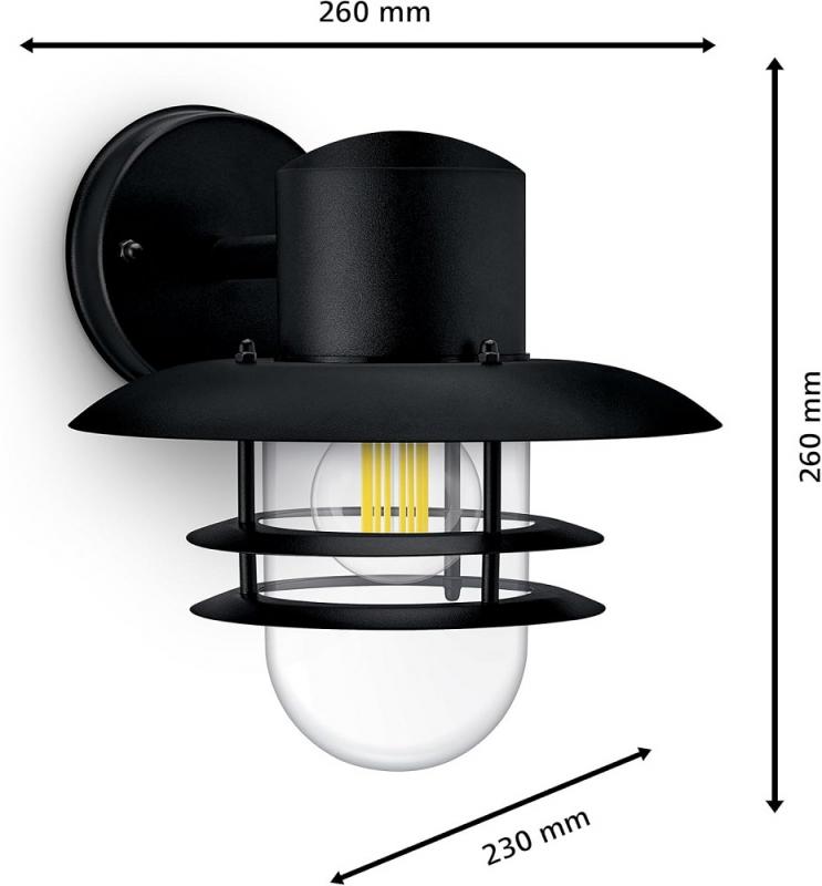 Philips Wandleuchte Inyma Schwarz im Vintagestyle-