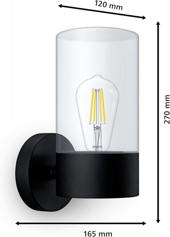 Philips Wandleuchte Flareon Schwarz/Transparent