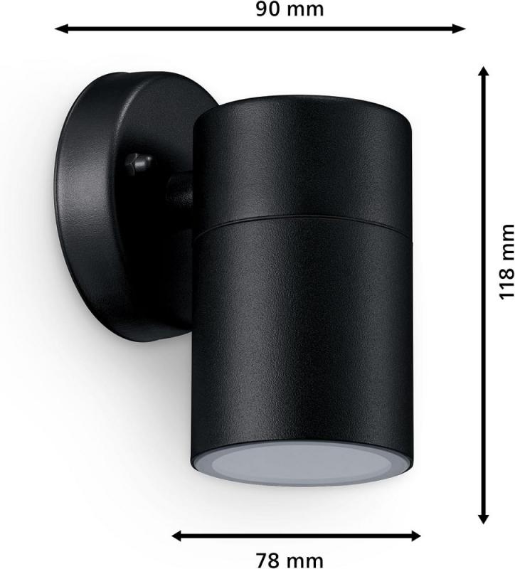 Philips Wandleuchte Kylis in Schwarz mit GU10  Fassung IP44