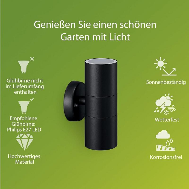 Philips Wandleuchte Kylis in Schwarz mit 2 x GU10  Fassung up/down
